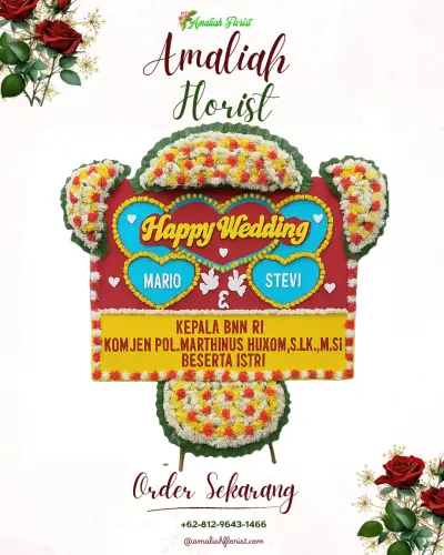 Karangan Papan Bunga Pernikahan di Domiyang